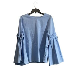 Cupio Women Top Dramatic Flare Sleeve Tie Details Boho Romantic Coastal